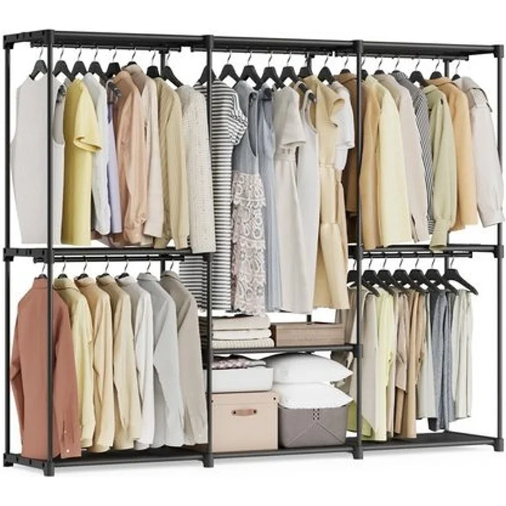 SONGMICS Kleiderschrank offen, Kleiderständer, Kleiderstange, Garderobe, 5 Hängefächer, viel Platz, für Schlafzimmer, Wohnzimmer, 205 x 43 x 166 cm – Bild 1
