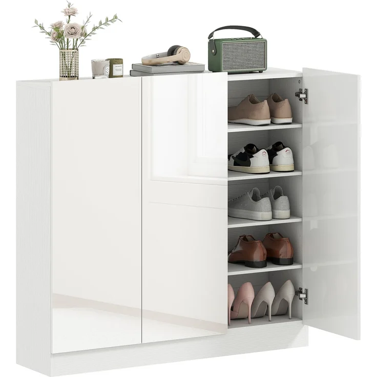 HOMCOM Schuhschrank, MDF, Weiß, 106,4L x 34B x 108,5H cm – Bild 1