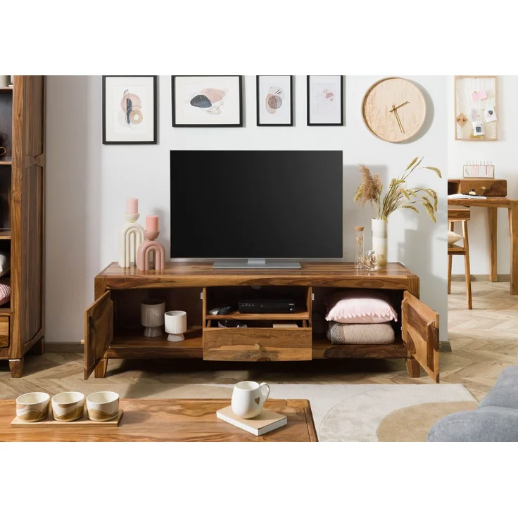 TV-Board Sheesham 175 x 45 x 55 braun lackiert ANCONA #110 – Bild 4