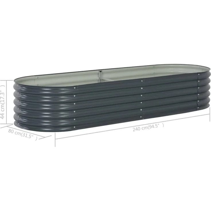 DELUKE® rundes Hochbeet für Garten BLUMO Verzinkter Stahl Hochbeet Metall Gartenbeet rund Kräuterbeet Blumenbeet Frühbeet für Garten Gemüsebeet, 240x80x44cm, Grau – Bild 2