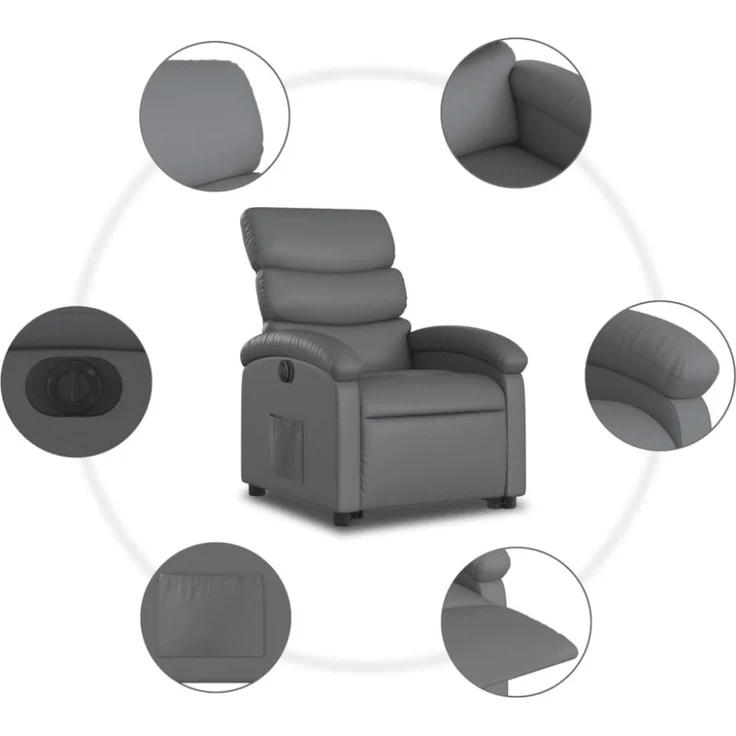 vidaXL Relaxsessel mit Aufstehhilfe Elektrisch Grau Kunstleder 3204057 – Bild 11