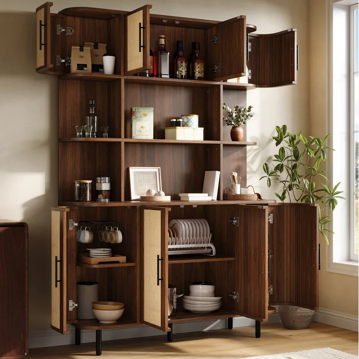 DESVIAE Sideboard Nussbaum aus MDF – 120x180x20 cm – 8 Türen, Flechtoptik – Bild 4