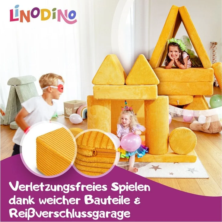 Linodino Kindersofa Spielsofa I Schaumstoff Stapelsteine für Kinder I Kindercouch, 3 Jahre Garantie – Bild 2