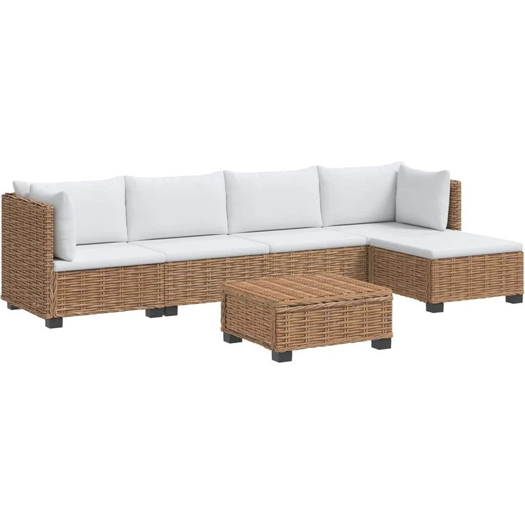 vidaXL 6 Stk. Rattan-Lounge-Set mit Kissen GENDT Naturrattan Natur 3429850 – Bild 2