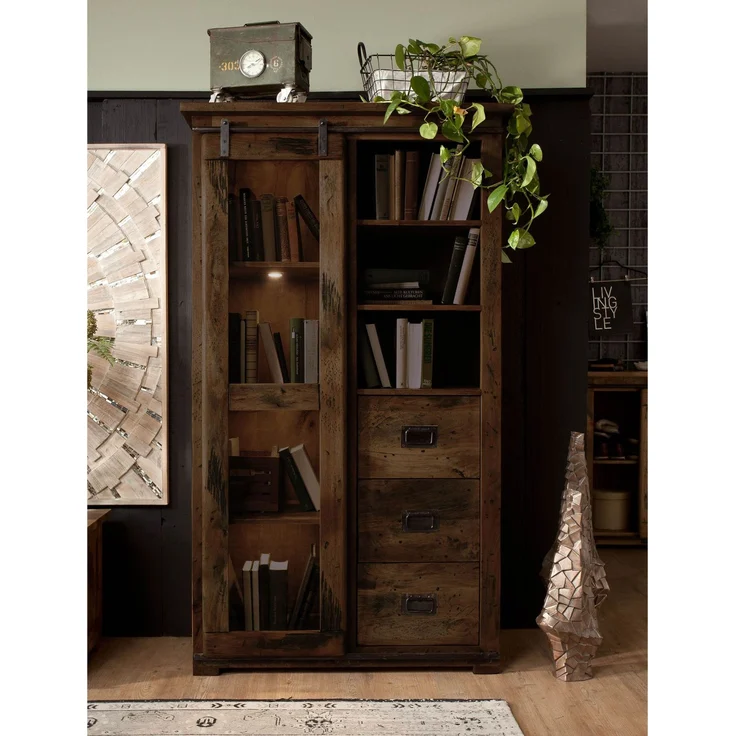 Vitrine Mango 100x45x175 braun lackiert RAILWAY #426 – Bild 2