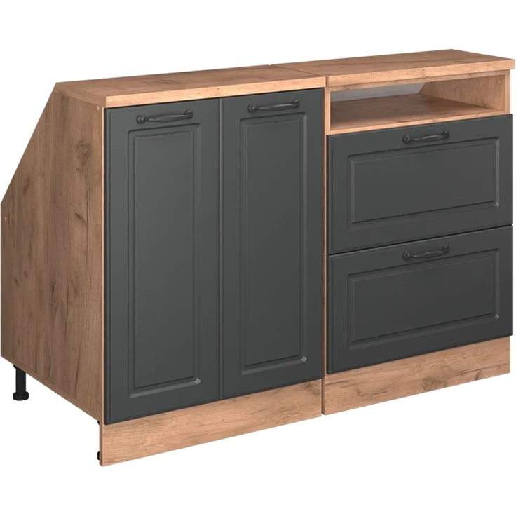 Küchenschrank für Dachschrägen R-Line Anthrazit Landhaus 120 cm 2er Set Schrankkorpuss 60 cm Tiefe Vicco – Bild 1