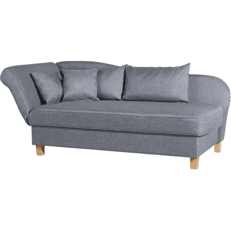 Recamiere mit Armteil links klappbar Katia Bezug Flachgewebe Buche natur / denim 22658