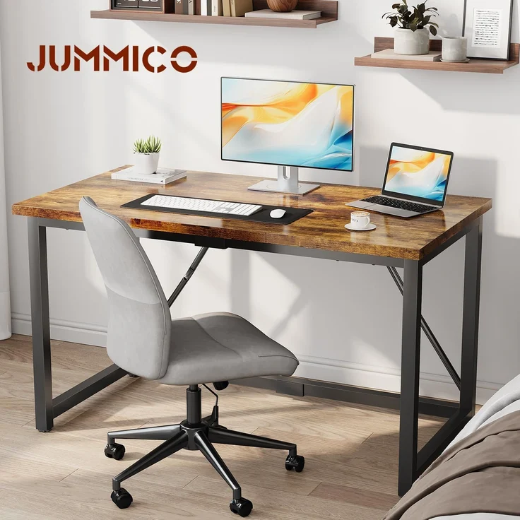 JUMMICO Schreibtisch 120 x 50 x 75 cm, Kleiner Tisch Computertisch Bürotisch für Arbeitszimmer, Computertisch Klein für Home, Office, Braun – Bild 4