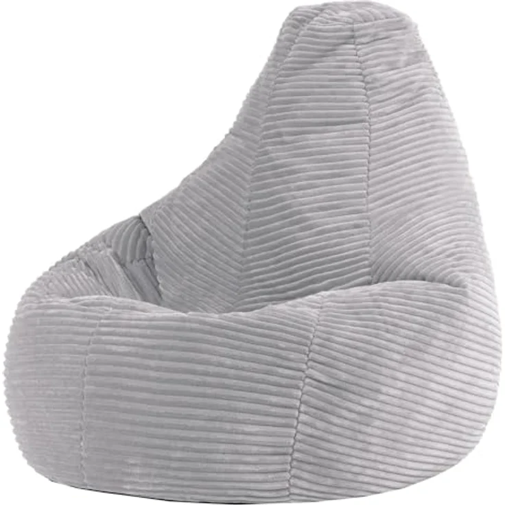Icon Sitzsack-Sessel Flauschig „Dalton“ für Kinder, Grau, Cord, Kindersitzsack, Groß, Sitzsack Kinder mit Füllung – Bild 2