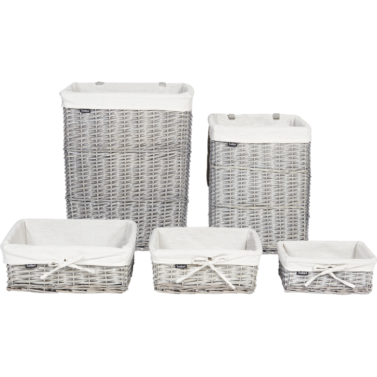 Aufbewahrungskorb 5er Set ELLA Weidenholz Grau 50 86 L – Bild 4
