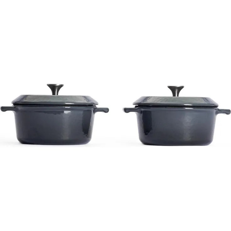 WOLL Iron Mini‑Kasserolle Set Ø 10 cm/ H: 5 cm/ 1 L zwei Teile Carbon Grey Gusseisen Induktion & Ofen geeignet spülmaschinenfest mit Deckeln