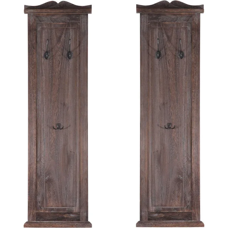 MCW Wandgarderobe, Braun, aus massivem Paulowniaholz, 3 individuell anbringbare Kleiderhaken, 28x109x5 cm
