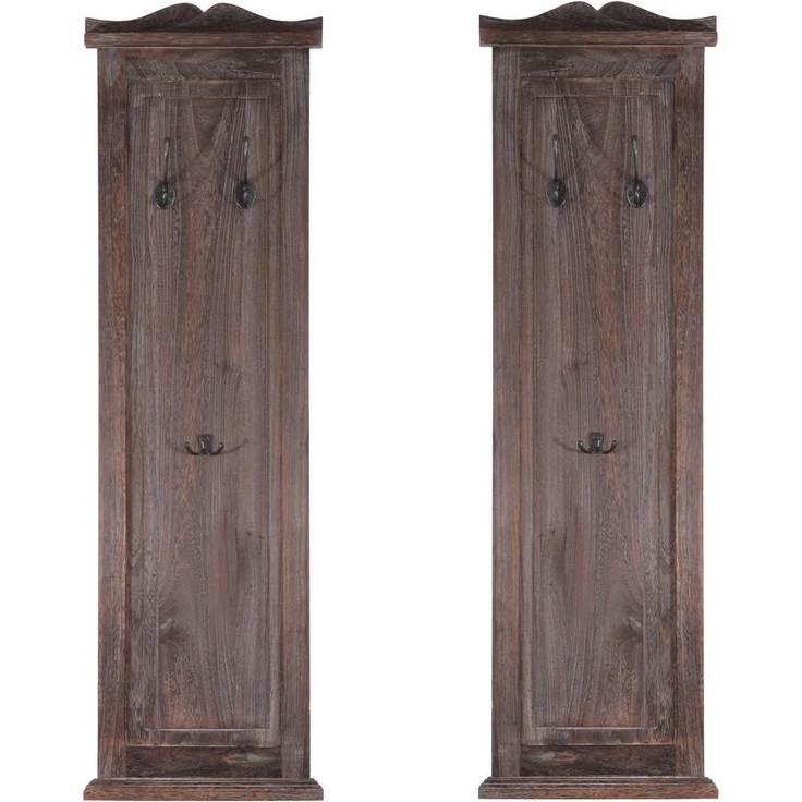 MCW Wandgarderobe, Braun, aus massivem Paulowniaholz, 3 individuell anbringbare Kleiderhaken, 28x109x5 cm