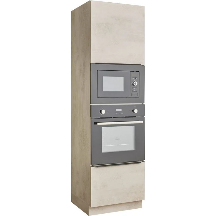 BASIC by Balculina Backofenumbauschrank Sanibel Küchenschrank, Küchenhochschrank BxHxT 60 x 210 x 58 (1-St) Mit 1 Tür und 1 Auszug, 2 offene Fächer für Backofen und Mikrowelle – Bild 5