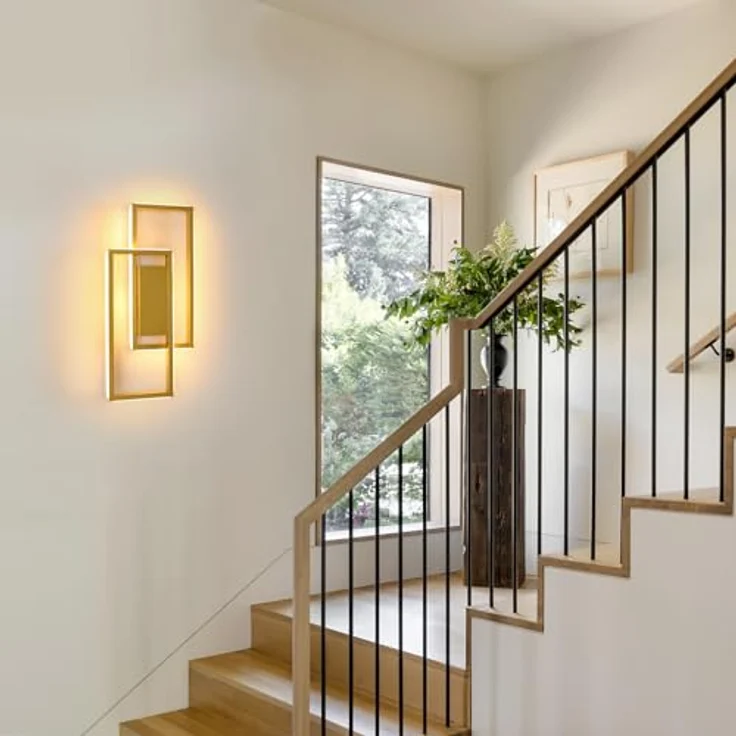 Goeco Wandleuchte LED Innen Gold, 28W Moderne Wandlampe im Quadrat-Design, Warmweiß 3000K Wandbeleuchtung Aluminium für Wohnzimmer, Flur, Korridor und Schlafzimmer – Bild 10
