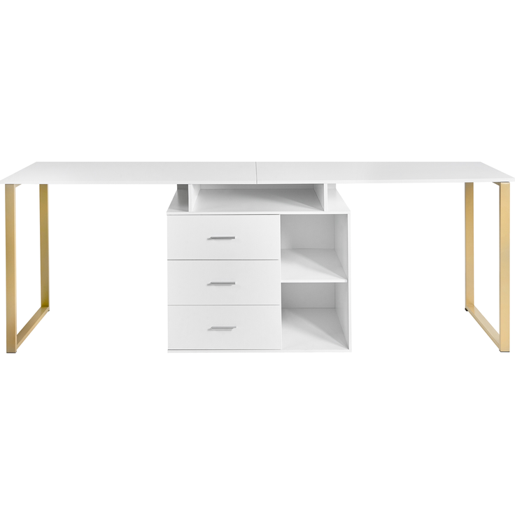 Verstellbarer Schreibtisch ASHMORE Weiß 165 220 cm 55 cm – Bild 4