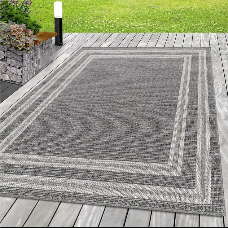 SIMPEX24 Outdoorteppich Bordüre Design, Läufer, Höhe: 7 mm, Outdoor Teppich Bordüre Design Wetterfest für Terrasse Balkon Küche – Bild 5