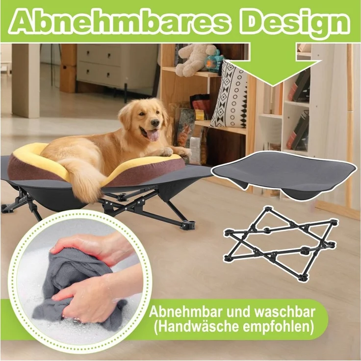 FIVMEN Hundebett Erhöhtes Hundeliege mit Eisenrahmen Katzenbett Schlafplatz, Faltbar, mit Aufbewahrungstasche – Bild 3