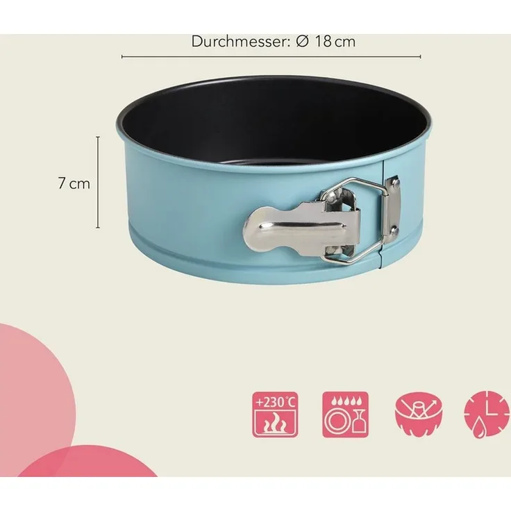wenco premium Mini-Springform, Rund, Ø 18 cm, Antihaftbeschichtet, Kohlenstoffstahl, Mintgrün (Version 2022)