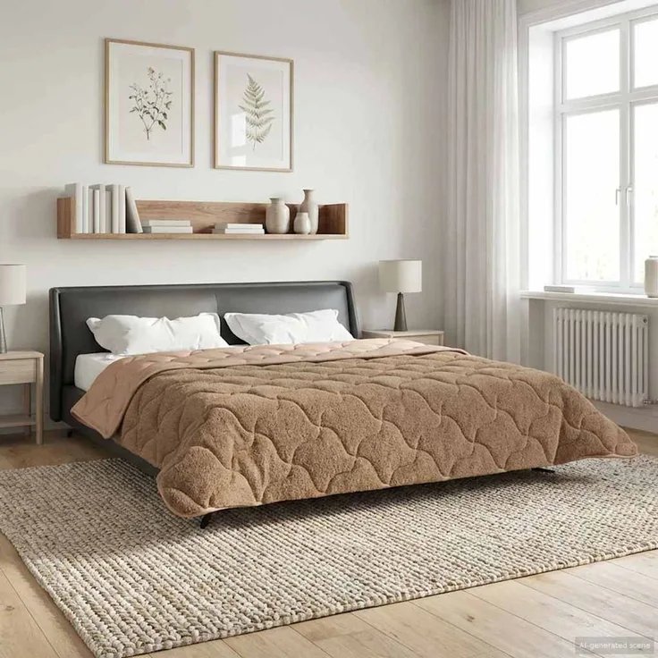 vidaXL Winterbettdecke Taupe 220x240 cm Mikrofaser und Teddy-Fleece 42026358