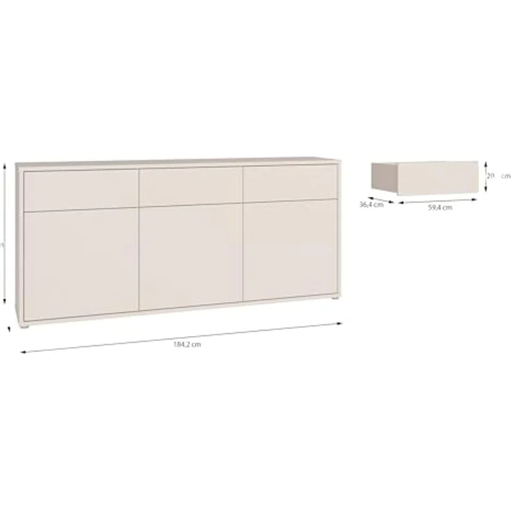 FORTE Sideboard Alice Springs, Sideboard, Breite 184,2 cm, viel Stauraum, Schubkästen mit Vollauszug, Push to open, grifflos – Bild 3