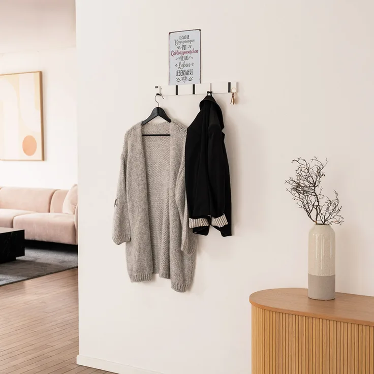 HOME DELUXE Garderobenleiste HOOK inkl. 5 Haken und Magnete -Weiß