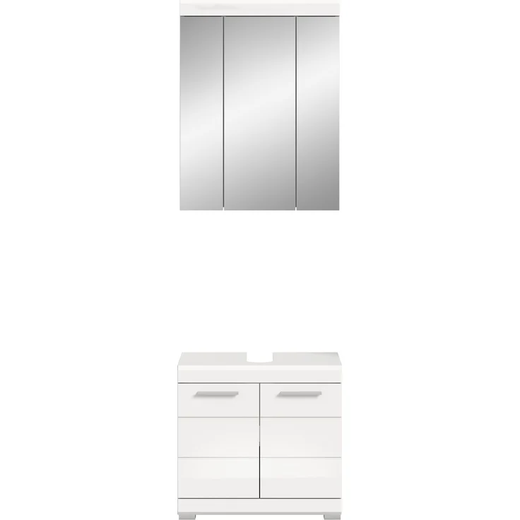 Xonox Scout Badkombination (B/H/T: 60x191x34 cm) in weiß Nachbildung und weiß Hochglanz tiefzieh – Bild 2