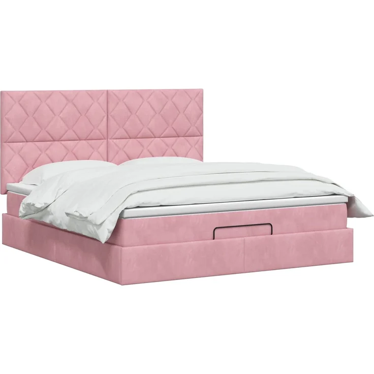 vidaXL Ottoman Bett mit Matratze mit Kopfteil Rosa 140 x 200 cm Samt 3457802 – Bild 3