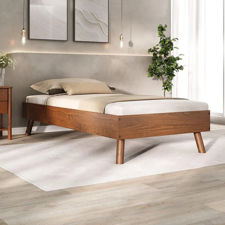 IDIMEX Futonbett KARRI, Einzellbett 90x200 cm aus Massivholz kastanie farben