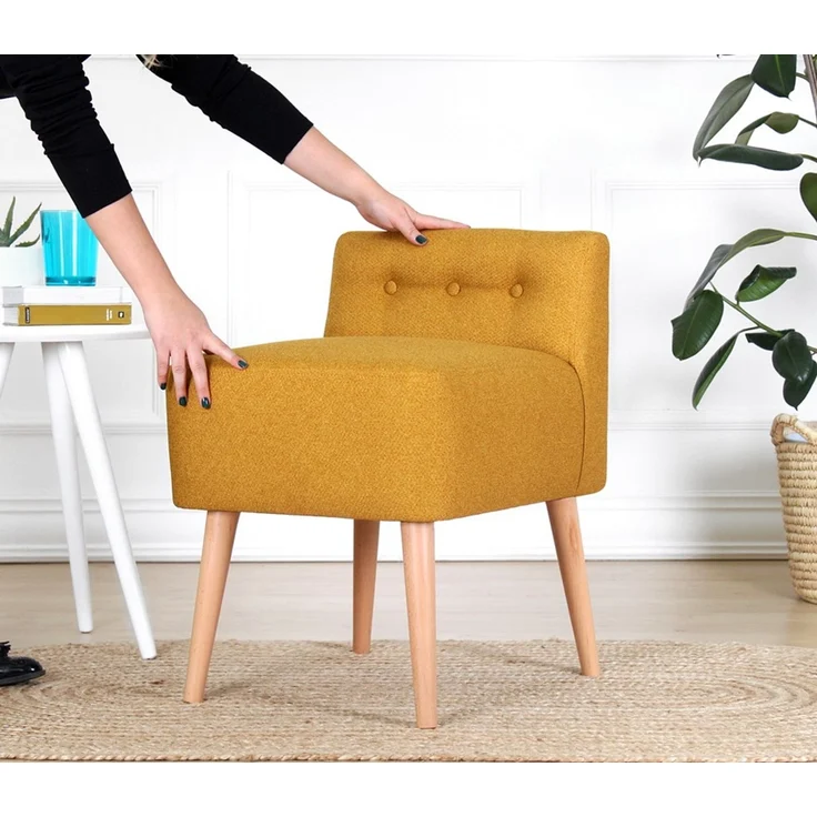 Hanah Home 'Moouv 9101 - Mustard' Pouffe, Senf, 43 x 43 cm – Bild 3