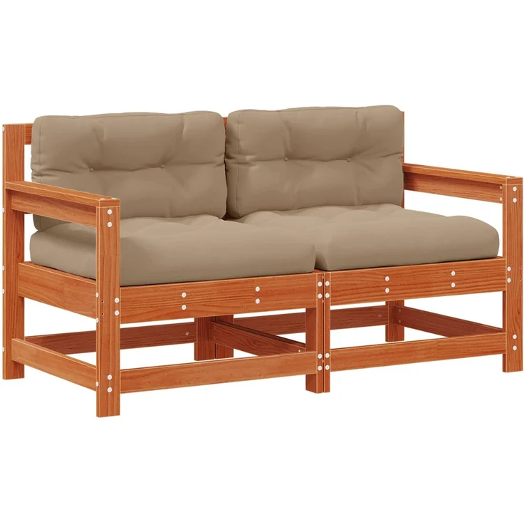 vidaXL 2 Stück Gartenecksofa Massives Kiefernholz Wachsbraun 865536 – Bild 2