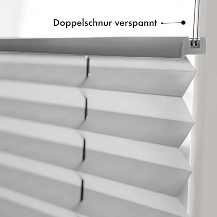 Sonello Plissee Klemmfix, Faltrollo 55cm x 140cm, Grau, blickdicht, ohne Bohren, Sichtschutz, Sonnenschutz – Bild 3
