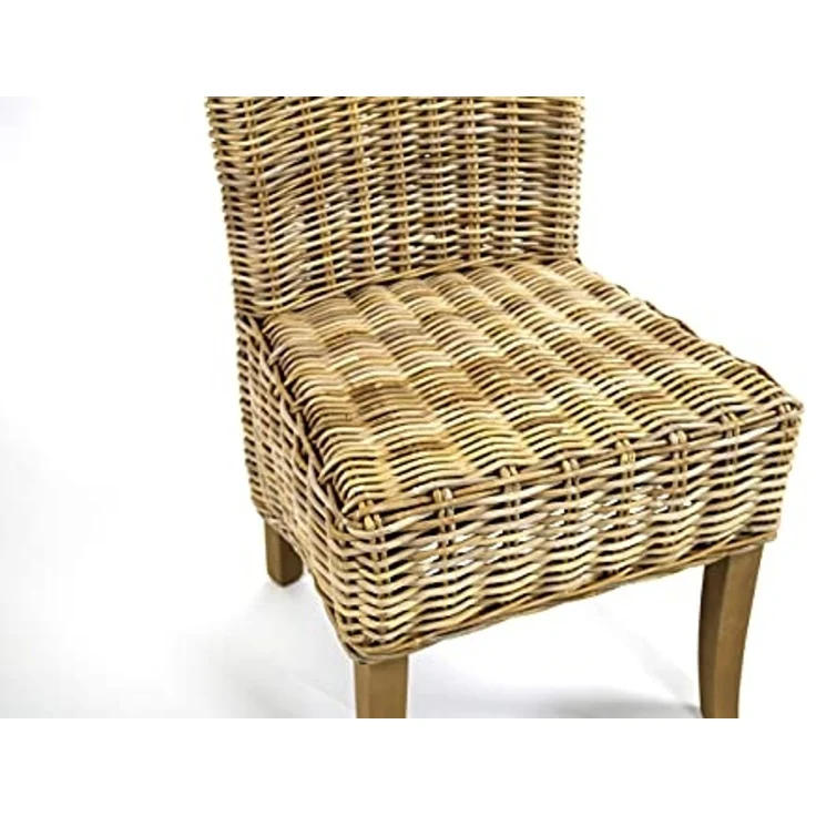 Kobolo Rattanstuhl NEWPORT Stuhl Hochlehner Rattan grau mit Kissen (kubu grey) – Bild 3