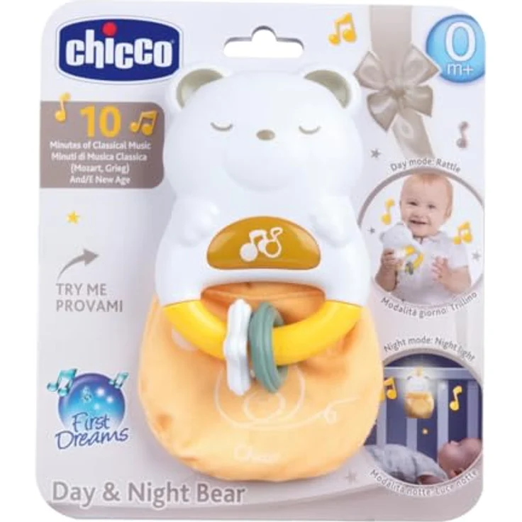 Chicco Day & Night, Nachtlicht mit Rassel 2 in 1 Little Bear, entwickelt sensorische Fähigkeiten, kinderfreundliches Design – Bild 6