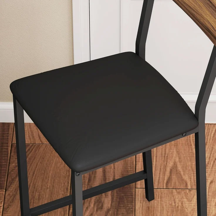 HOMCOM Bargruppe mit klappbar Küchentisch, Weinglashalter, Ablage, 2 Barstühlen, (Bartisch mit Barhocker Set, 3-tlg, Bartisch-Set), im Modern-Stil, für Esszimmer, Küche, Stahl, Braun – Bild 9