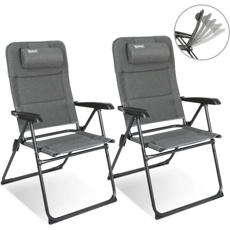 HOMECALL Campingstuhl Gartenstuhl Anglerstuhl Faltsessel Klappstuhl für Wohnwagen Outdoors (UV++ Olefin-Stoff, 2 St), 5 fach Verstellbarer Rückenlehne, Hochlehner, Gepolsterter, bis 150kg – Bild 5