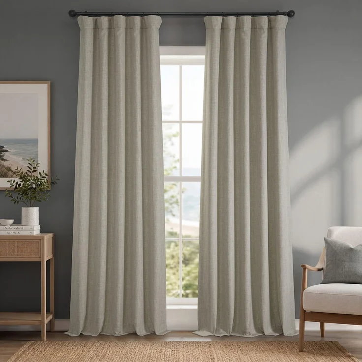 HPD Half Price Drapes Verdunkelungsvorhänge aus Leinenimitat, 213 cm lang, luxuriöse Leinenvorhänge für Schlafzimmer und Wohnzimmer (1 Paneel), 127x213 cm, Haferflocken