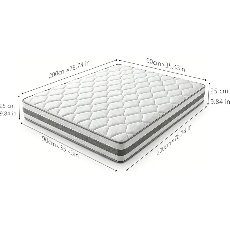 Wohnora-Mattress 90x200 H4 height 25cm with comfort foam, 7-zone pocket spring mattress ergonomic, adult spring mattress OEKO-TEX certified,H 25cm x T 200cm x B 90cm,Weiß – Bild 2