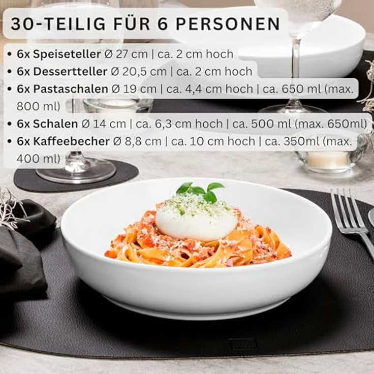 Sänger Kombiservice Marlo, Geschirrset aus hochwertigem Porzellan, 36 Teile, modernes Design für elegante Dinner – Bild 2