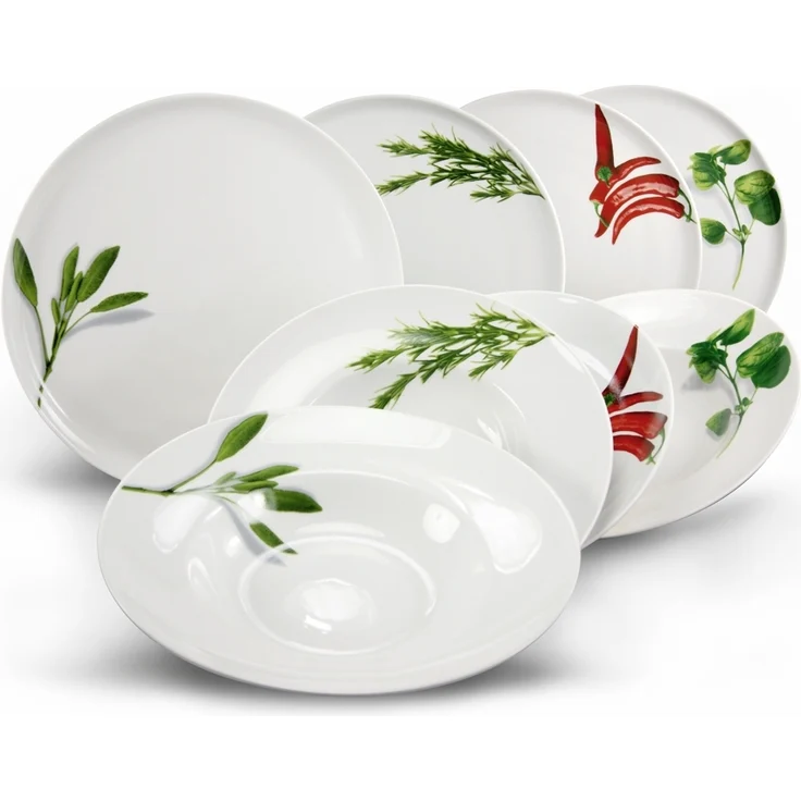 CreaTable - EUROPA KRÄUTER - Pizzateller SALBEI 33 cm aus Porzellan – Bild 2