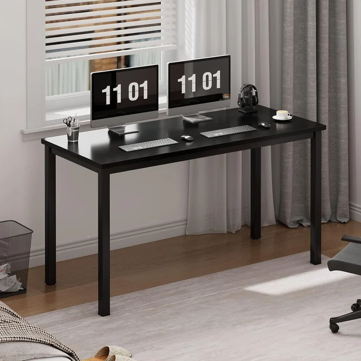 SogesHome PC Schreibtisch Computertisch 100 x 60 x 75 cm Bürotisch Workstation für Home Office Verwenden Schreibtisch, Esstisch Konferenztisch, Schwarz – Bild 1