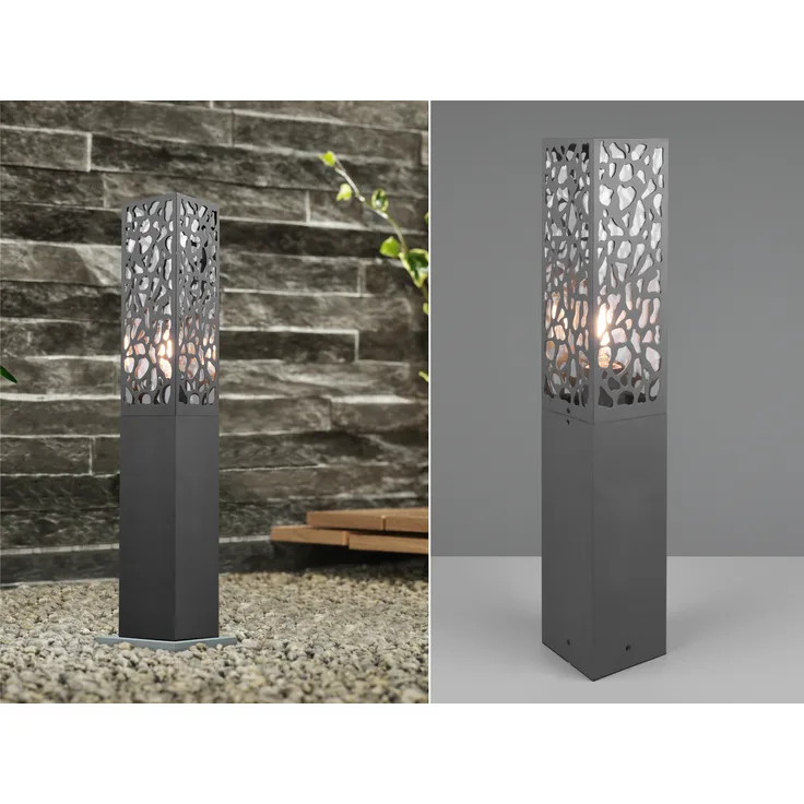 LED Sockelleuchte eckig Edelstahl in Anthrazit, Höhe 60cm, IP44
