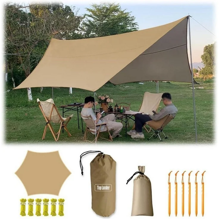 LuxusKollektion Campingstuhl Ultraleichtes Camping Tarp Zelt 4,5x4,5m Wasserdicht Multifunktional – Bild 1