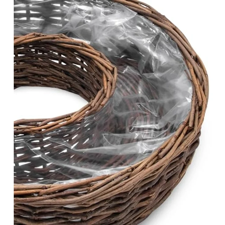 Spetebo Blumentopf Rattan Pflanzring natur (1 Set, 2 St, mit Folie), Weide Blumenschale zum direkten Bepflanzen – Bild 5