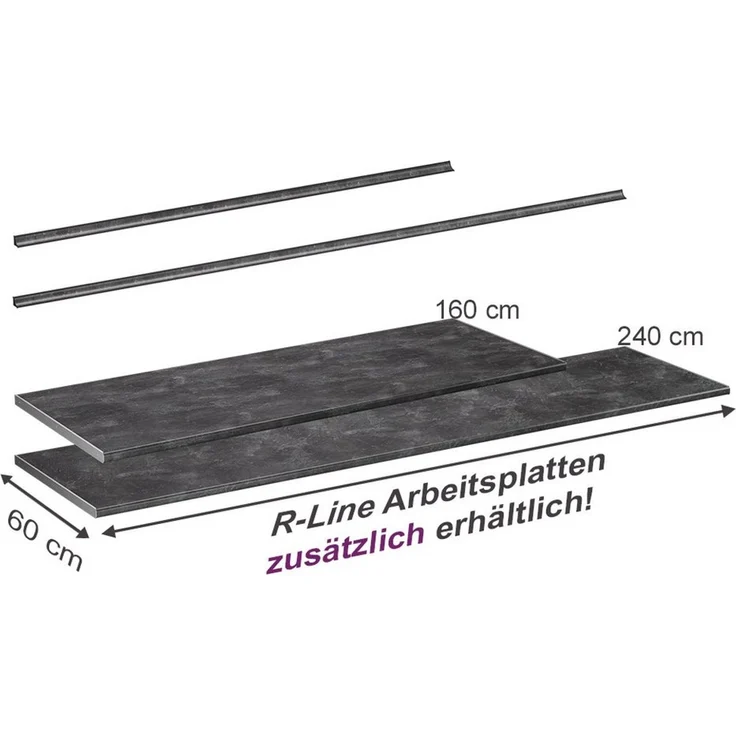 Küchenarbeitsplatte R-Line Anthrazit 240 cm Vicco – Bild 2