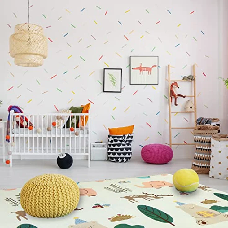CCLIFE Krabbelmatte Spielmatte Baby 196 x 176 x 1 cm Faltbar Spielunterlage Spielteppich Groß Rutschfest Beidseitig Tragbar Wasserdicht für Innen Außen Bunt – Bild 8