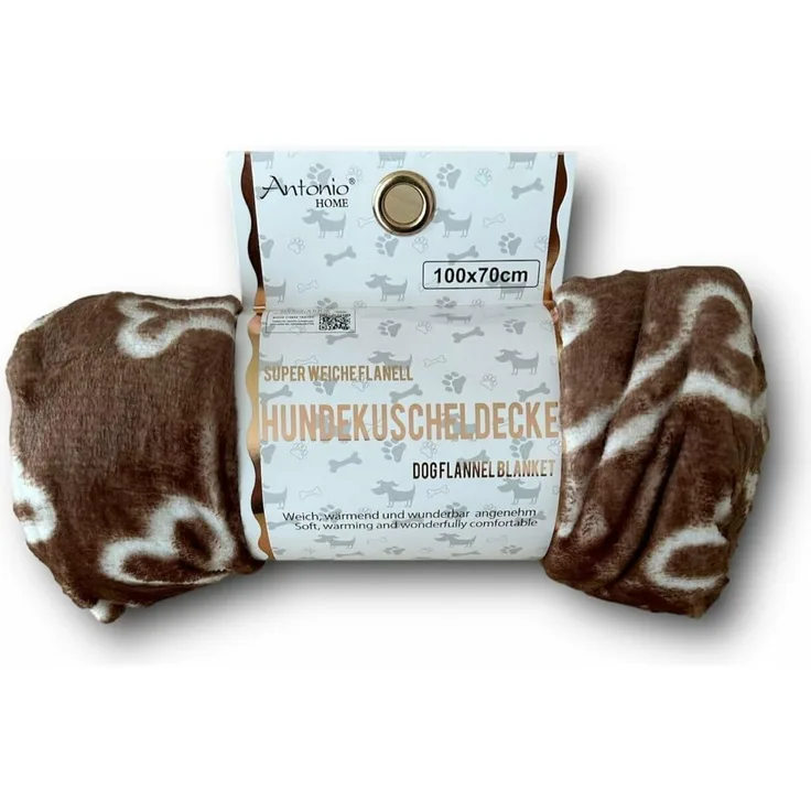 Hundedecke 100x70cm » Hundekuscheldecke » Flanell Liegedecke für Hunde » leicht & dünn - Braun