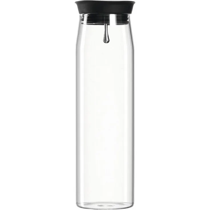 Leonardo Brioso Wasserkaraffe, Karaffe, Krug, Handgefertigt, Klarglas, Silikondeckel, Materialmix, 1000 ml, 50848