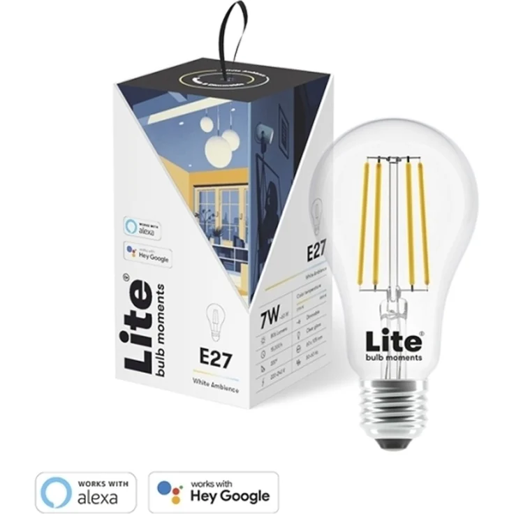 Glühbirne Moments A60 2700-6500K E27 6W Klar glas filament Hvid atmosfære