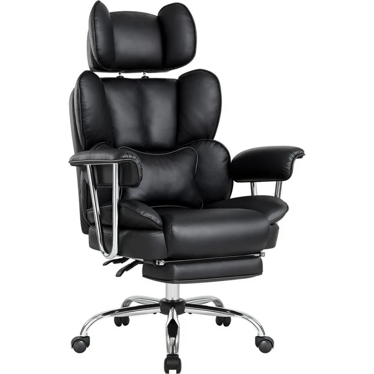 Intimate WM Heart Chefsessel Ergonomischer Bürostuhl, Höhenverstellbar Schreibtischstuhl (Gaming Stuhl mit dickem Kissen), PU-Leder Drehstuhl mit Kopfstützte und Fußstütze – Bild 1